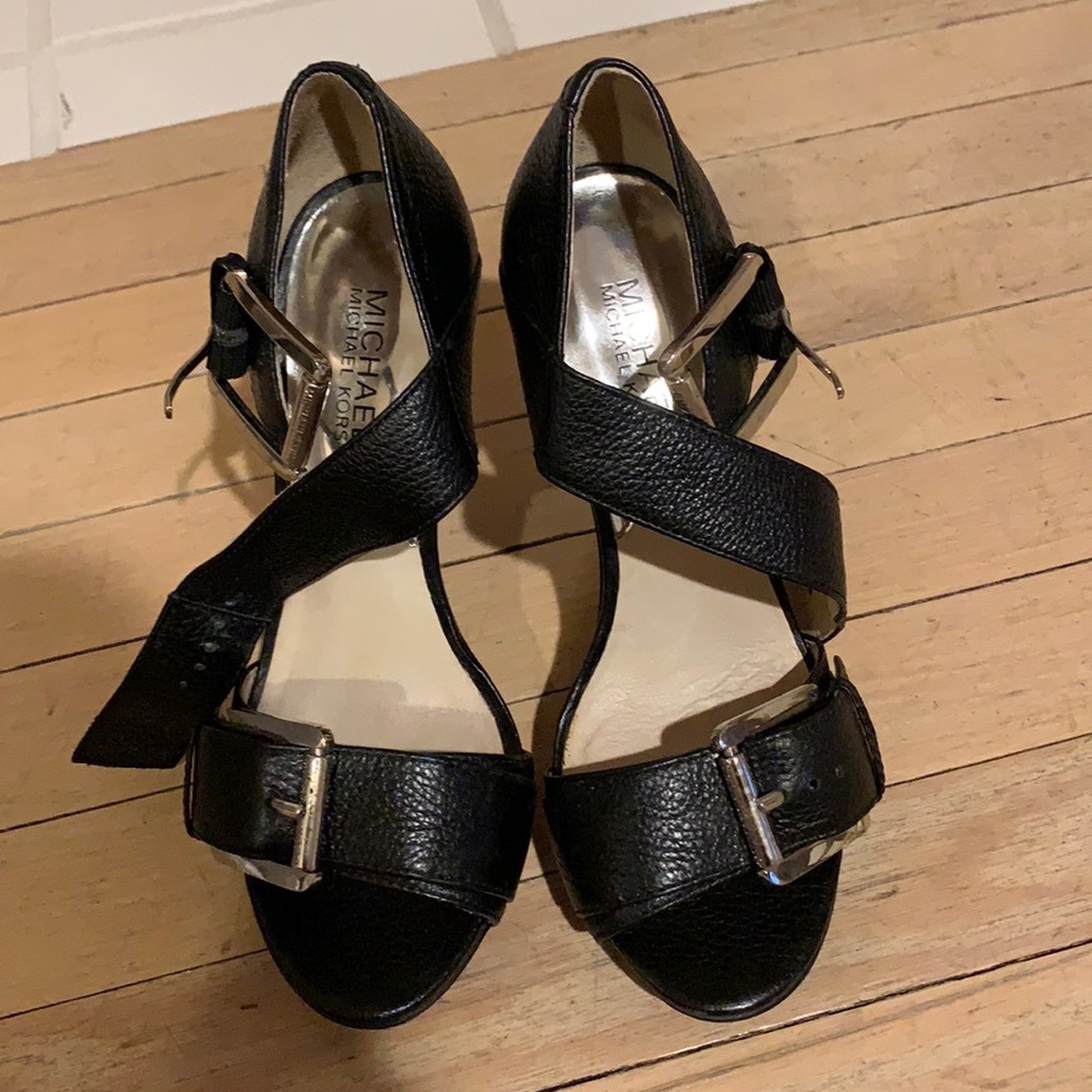 Michael Kors Black Leather Heels- Size 7